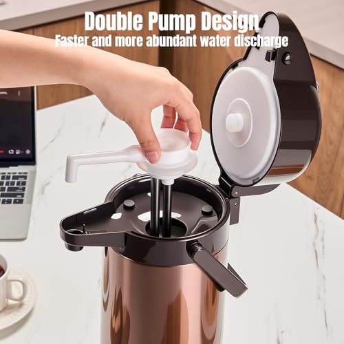 Coffee Carafe, Coffee Dispenser with Pump, 84.5 fl oz, Gold Brown - color: Gold Brown