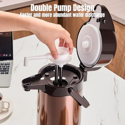 Coffee Carafe, Coffee Dispenser with Pump, 84.5 fl oz, Gold Brown - color: Gold Brown