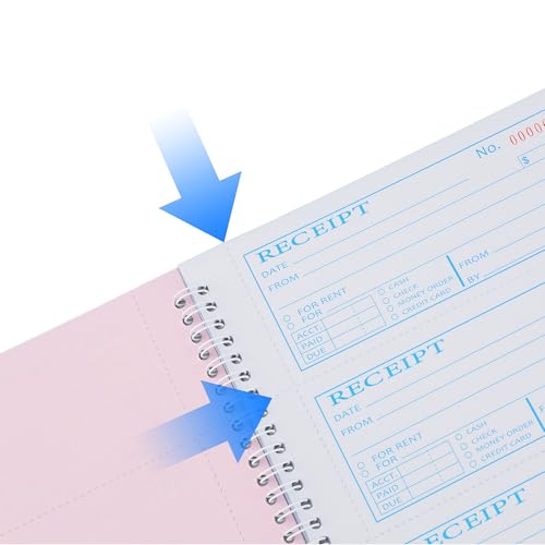 2Pcs,Money Rent Receipt Book,7.9x11.22 Inches,Receipt Book with Carbon Copies,3 Part Carbonless,Cash Receipt Book,100 Sets per Book - size: 7.9x11.22 inches, style: 2Pcs-3Part