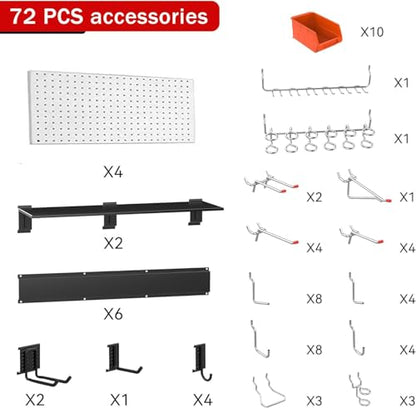 Ultrawall Pegboard Wall Organizer, 48 X 36 inch Garage Storage Pegboard - color: Gray