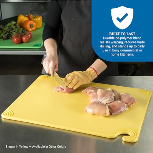 San Jamar Saf-T-Grip Plastic Cutting Board with Safety Hook, 18" x 24" x 0.5", Green - color: Green, size: 24"L x 18"W