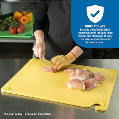San Jamar Saf-T-Grip Plastic Cutting Board with Safety Hook, 18" x 24" x 0.5", Green - color: Green, size: 24"L x 18"W