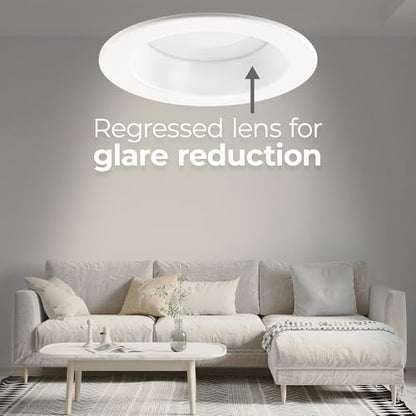 Builder Essential 2.5in Cutout 550 Lumens Round LED Recessed Light and Housing for Remodel or New Construction with Regressed Trim 3-P Mode 4W-6W-8W, 5-CCT 2700-3000-3500-4000-5000K in White - size: 3in Size, 550 Lumens