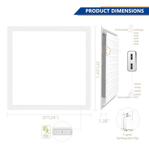 2x2 LED Drop Ceiling Light Panel,6000LM Sensor-Ready,ETL 2 Pack - size: 2x2-2Pack