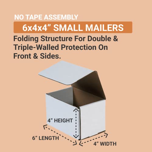 BOX USA White Mailer Boxes 6x4x4 50-Pk Shipping & Packing - size: 6x4x4" 50-Pack White