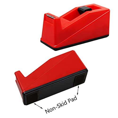 DBKMPZ Classic Desktop Tape Dispenser,1 in Core,Non-Skid Base - with 1 Premium Rolls Invisible Clear Tape, Perfect for Office, Home, School (Red)