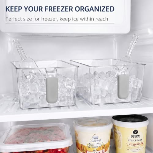 Havawish Ice Storage Bin and Flexible Scoop Set Plastic Freezer Bin - color: Gray, size: 10.83 x 7 x 4.33 in, style: Classic