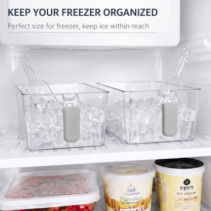 Havawish Ice Storage Bin and Flexible Scoop Set Plastic Freezer Bin - color: Gray, size: 10.83 x 7 x 4.33 in, style: Classic