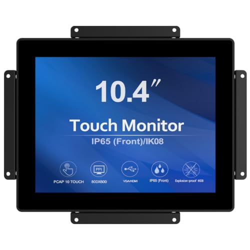 GreenTouch 10.4 inch 10 Points Front Waterproof Industrial Open Frame PCAP Touch Screen LCD Display Monitor 800x600 Black - size: 10.4 in