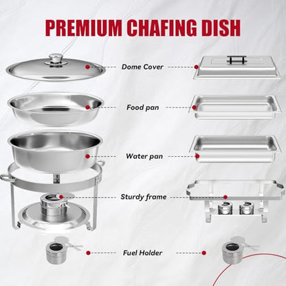 IMACONE Chafing Dish Buffet Set, 6 Pack, 5QT Round & 8QT Rectangle - size: 6-Pack