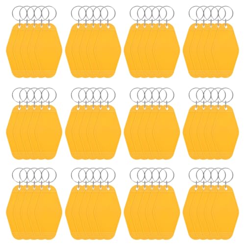 Blank Hotel Keychain Tags [60PCS] - Plastic Rhombus Blank Motel Keychain with Key Rings - color: Light Orange