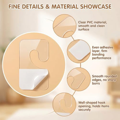 300 Pcs Clear Self Adhesive Hang Tabs, Plastic J-Hook Display Tags