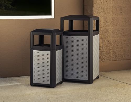 Safco Evos Commercial Steel Indoor Outdoor Trash Can, Black, 15 Gallon - size: 15 Gallon, style: Side Open