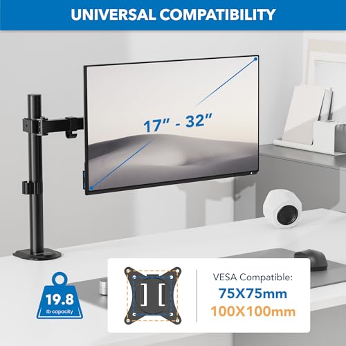 Mount-It! Single Monitor Arm Desk Stand, 19-32" Screens