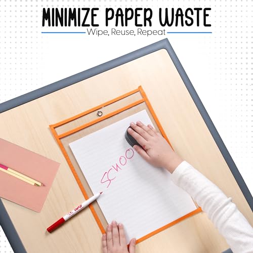 Essex Wares - 6 Pack, Orange Dry Erase Pockets, 10" Wide x 13.5" Tall - color: Orange