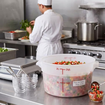 TrueCraftware- 2 Quart Round Food Storage Container Translucent Polypropylene- Commercial Reusable Food Container Canister with Measurement Markings for Meal Prep Pantry Kitchen - color: 2 Quart