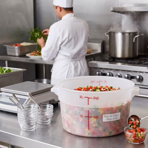 TrueCraftware- 2 Quart Round Food Storage Container Translucent Polypropylene- Commercial Reusable Food Container Canister with Measurement Markings for Meal Prep Pantry Kitchen - color: 2 Quart