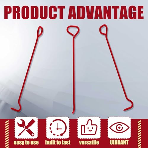 Therwen 2 Pcs 36 Inch Manhole Cover Hook Tool, 5/8" Hex Alloy Steel, Red - color: Red, size: 36 Inch