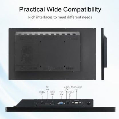 32 inch Capacitive Multi-Touch Screen Industrial Monitor, 16:9 Display 1920 x 1080P, Built-in Speakers, USB, VGA, DP & HD-MI Ports, Digital Signage Displays and Player for Advertising - size: 32-inch