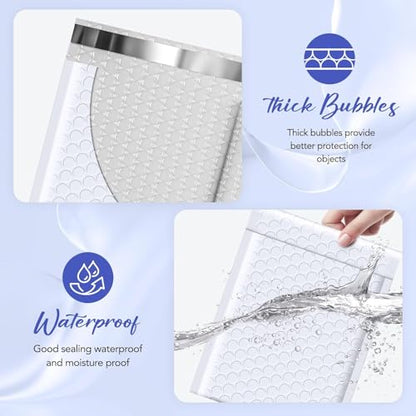 Fuxury Bubble Mailers Bulk 5x8.6" 800Pack White Waterproof Padded Envelopes - color: White, size: 5x8.6" 800PC