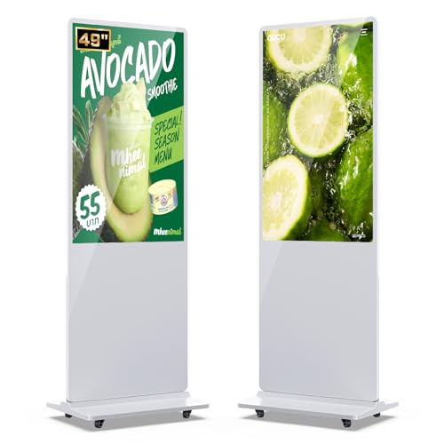 MWE 49 Inch Indoor Floor Standing Digital Signage Advertising Display Kiosk LCD Screen Commercial Totem Android System Vertical Poster with Auto Media Player-White - color: White, size: 49 inch, style: NonTouch-Screen