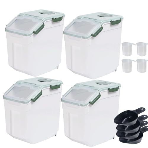 25lb Large Flour Storage Container Bin 4 pack for Rice Oat Beans - Green - color: 4Pcs 25LB Green