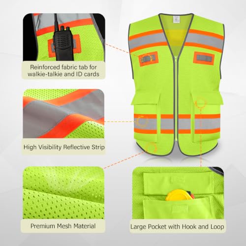TCCFCCT High Visibility Vest 2 Pocket Mesh Reflective Safety Vest, Yellow M - color: Hawks 01-mesh Yellow, size: Medium