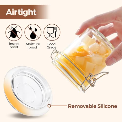 ComSaf Small Mason Glass Jars with Airtight Lids 8 oz 6 Pack Pantry - size: 8 fl oz x 6