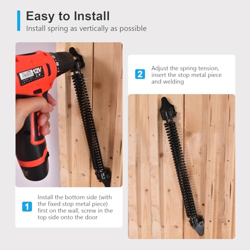Gate Springs Self Closing Heavy Duty 14in Outdoor Gates Adjustable Tensioner Automatic Gate Closure - 1pack