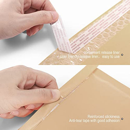 METRONIC Kraft Bubble Mailers 6x10" Padded Envelopes Brown 50 Pack Seal