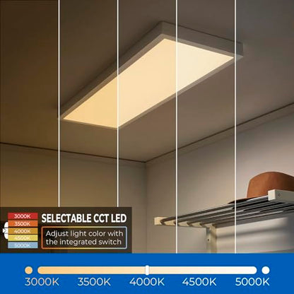 LED ATOMANT 1x2 LED Surface Mount Panel Light 40W 4000LM, 5CCT Selectable 3000K/3500K/4000K/4500K/5000K, Power Selectable 20W to 40W, Dimmable with 0-10V Dimmer