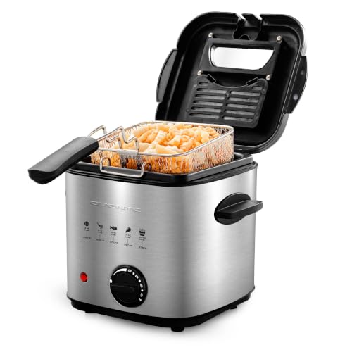 OVENTE Electric Deep Fryer, 1.5L Capacity, 800W, Silver FDM1501BR - color: FDM1501BR - Silver
