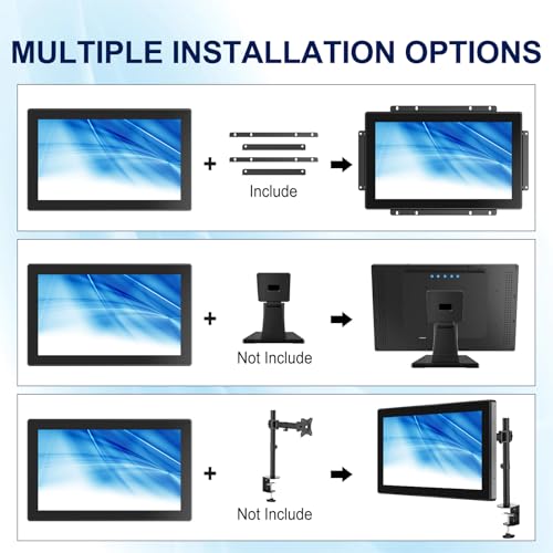 1920x1080 Industrial Touch Display, 15.6 Inch Open Frame Touch Monitor, 10-Point Multi-Touch,Plastic Front Bezel, HD-MI VGA Input, VESA Wall-Mount Installation Touch Monitor - size: 15.6