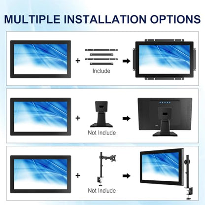 1920x1080 Industrial Touch Display, 15.6 Inch Open Frame Touch Monitor, 10-Point Multi-Touch,Plastic Front Bezel, HD-MI VGA Input, VESA Wall-Mount Installation Touch Monitor - size: 15.6