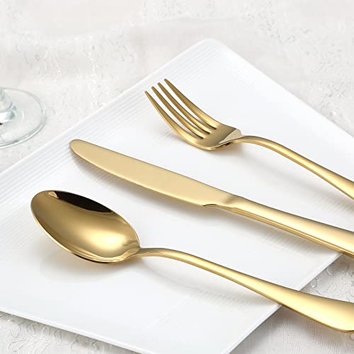 Aisoso Gold Silverware Set, 20-Piece Flatware Set Service for 4 - color: Gold, size: 20 Piece