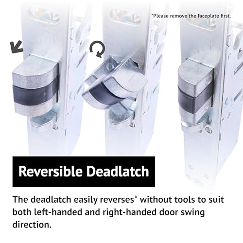 elox Narrow Stile Aluminum Door Mortise Deadlatch Lock Double Keyed Cylinder & 4 Keys, Handing Reversible, 1-1/2" Backset, in Aluminum Finish - color: AL
