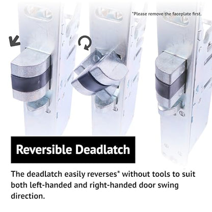 elox Narrow Stile Aluminum Door Mortise Deadlatch Lock Double Keyed Cylinder & 4 Keys, Handing Reversible, 1-1/2" Backset, in Aluminum Finish - color: AL
