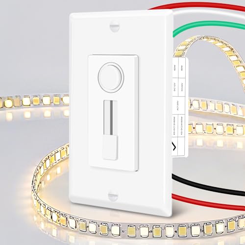 Greencycle 60W 12V LED Driver and Dimmer Switch,Compatible with Only 12VDC LED Strip Lights and Fixtures,Single Integrated Unit, Converts 120V AC to 12V DC, Neutral Wire Required, ETL - color: 12V Strip Driver Dimmer