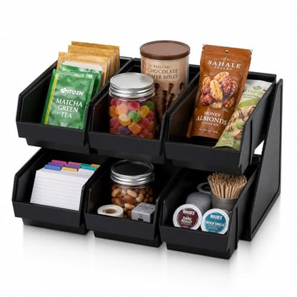 Novabright 6 Compartment Serve Condiment Bin Self Serve Condiment Packet - style: 6 Bin 2 Tier