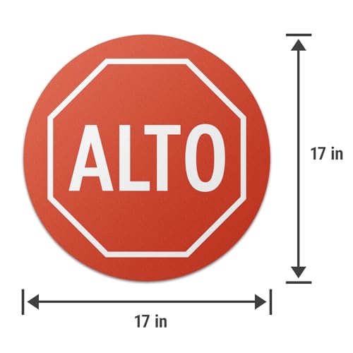 17" x 17" Round Red "ALTO" Stop Sign Floor and Wall Sticker for No Entry, Warehouses, Restricted Areas, Traffic, Parking Lots - 1 Pack - color: ALTO, size: 1 Pack