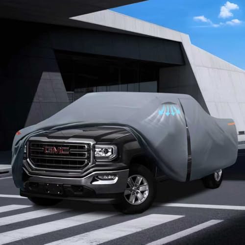 GMC Sierra 1500 Truck Cover Custom Fit 2002-2026 Double/Extended/Crew Cab Short Bed(5.7'-6.6') with Door Zipper, Pickup Truck Cover Waterproof All Weather, Car Tarp for Wind Dust Sun Protecor. - size: Custom fit GMC Sierra 1500 Double/Extended/Crew SB