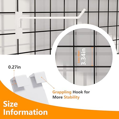 12'' Gridwall Pegs Hooks White, 25 PCS Grid Wall Utility Hooks - color: White, size: 12 Inch