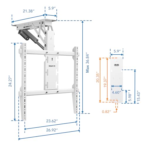 Mount-It! White Electric Ceiling TV Mount – Retractable Motorized Flip Down TV Mount for 50’’-90’’ Screens, Space-Saving Folding Design, RF Remote, VESA Compatible - color: White