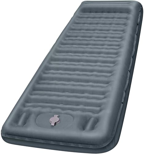 FNARMW Camping Sleeping Pad, Extra Thick 5 Inch Camping Mat with Pillow Built-in Foot Pump Inflatable Sleeping Pads Compact for Camping Backpacking Hiking Traveling Tent（Gray） - color: Grey