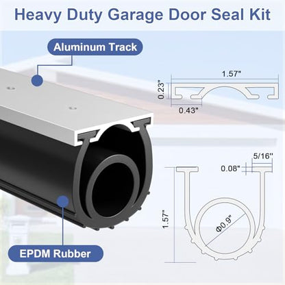 Premium Garage Door Bottom Seal - 10ft Weatherproof EPDM Rubber, Easy Install, Blocks Drafts/Rain/Rodents, Noise-Reducing & Energy Saving - color: with Track, size: 10 Feet