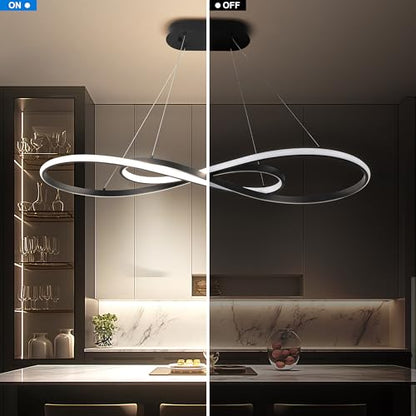 Modern LED Pendant Light, Black, Dimmable Chandelier - color: Black