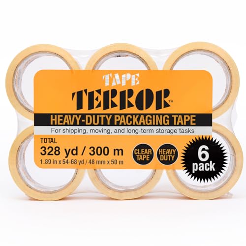 Heavy-Duty Clear Packing Tape (6 Rolls) - 48mm x 50m Per Roll - style: HD Tape – 6 Pack
