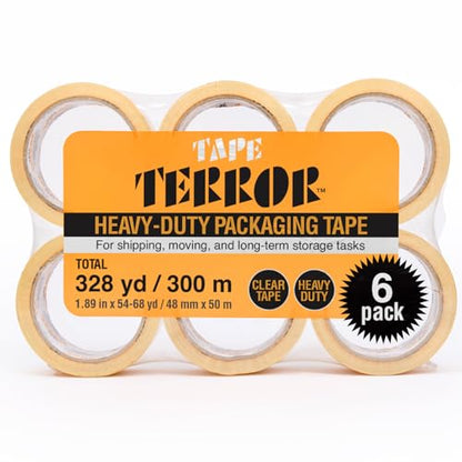 Heavy-Duty Clear Packing Tape (6 Rolls) - 48mm x 50m Per Roll - style: HD Tape – 6 Pack
