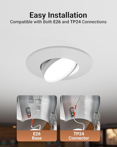 Sunco 6 Pack 6 Inch Gimbal LED Recessed Light Adjustable, 12W=60W 5CCT