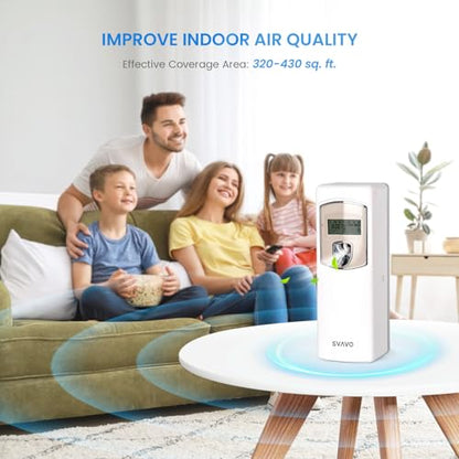 SVAVO Automatic LCD Air Freshener Dispenser - Wall Mount/Free Standing Auto Fragrance Dispenser Programmable Aerosol Spray Perfume Dispenser for Bathroom, Hotel, Office, Commercial Place, White